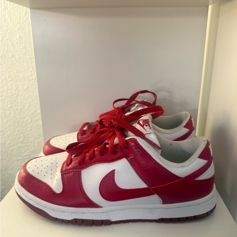 Nike Red and White Low-Top Sneakers